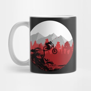 Downhill mountain biking illustration. Mug